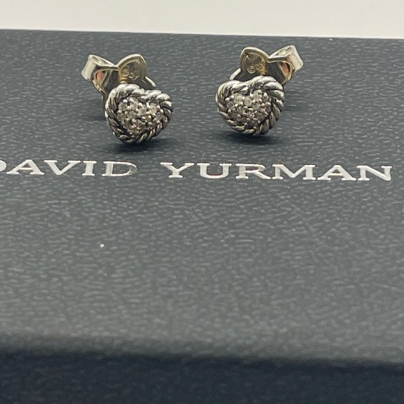 David Yurman Petite Pave Heart Earrings with Diamonds - Picture 2 of 12